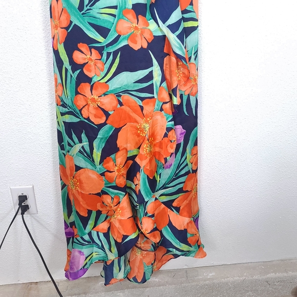 Lulu's Vibrant Floral Maxi Dress - Orange, Green, Purple - Picture 10 of 16